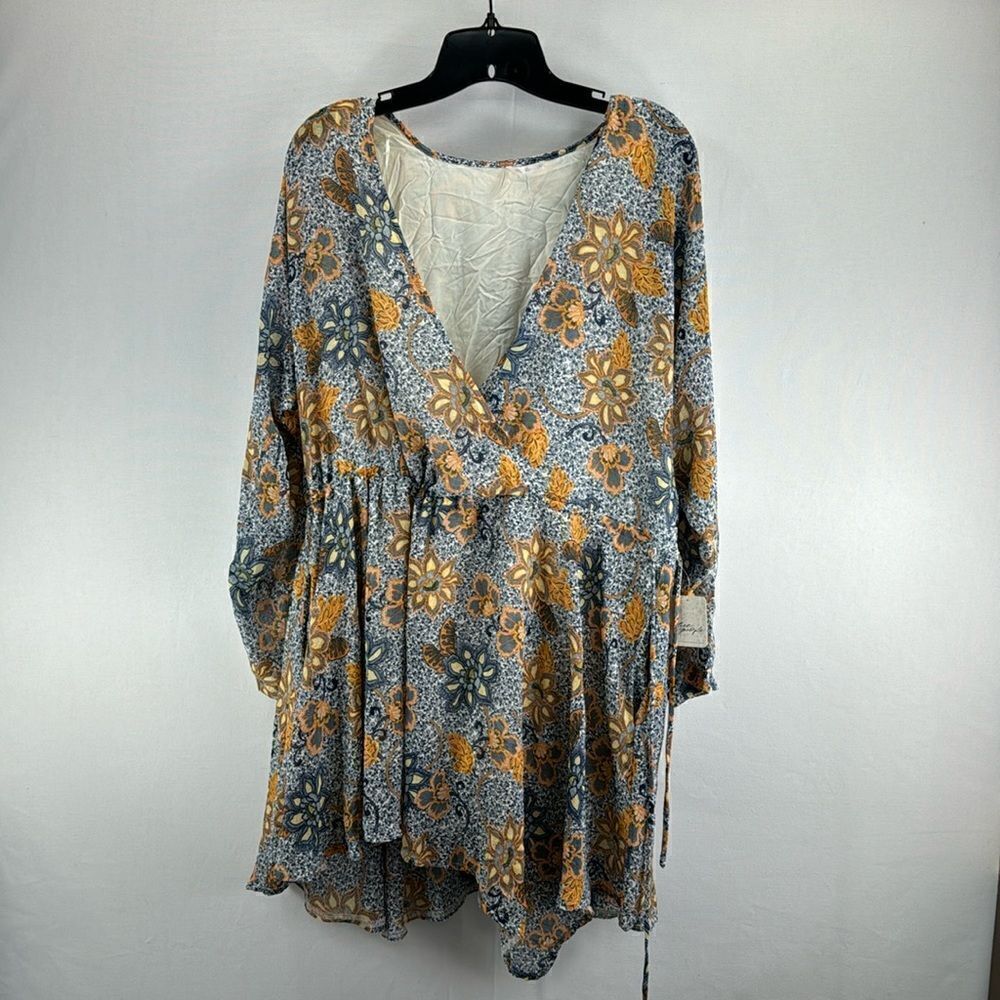 Free People Teegan Printed Mini Dress Sky Combo- Size Small- NWT